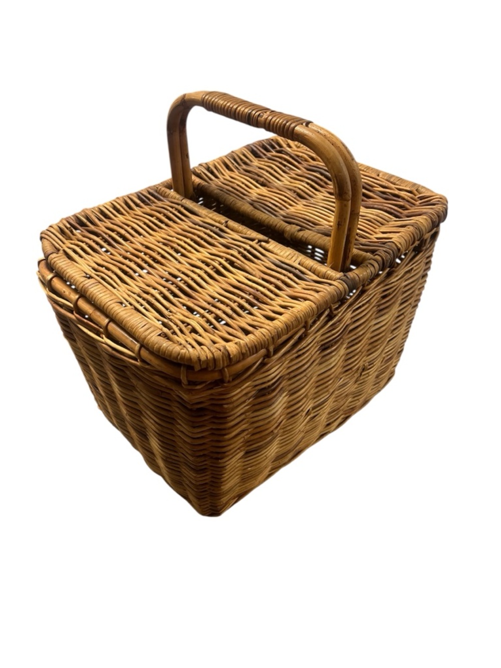 Vintage Large Handwoven Wicker Picnic Basket